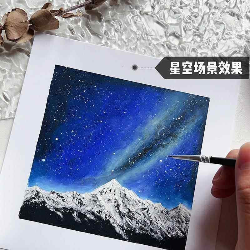 白墨水油画棒画星空效果高光点缀油画棒画星夜银河工具白墨液