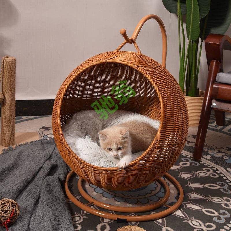 yut猫窝藤编夏天凉爽可水洗猫摇篮四季通用透气网红宠物窝猫咪吊