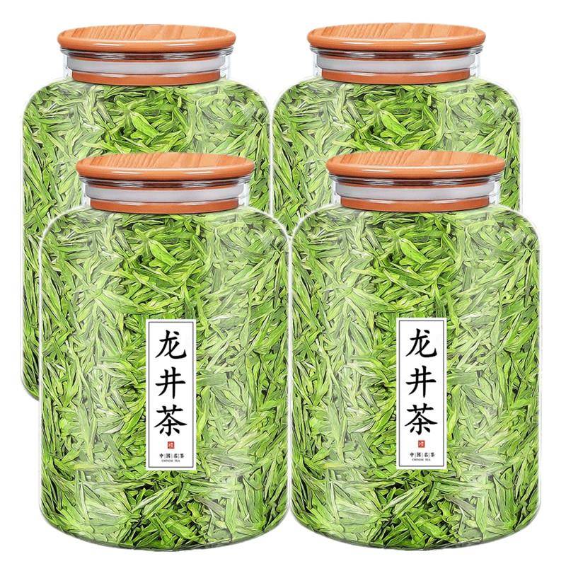 龙井茶2026新茶叶春茶自己喝明前浓香型杭州豆香绿茶木盖透明罐装