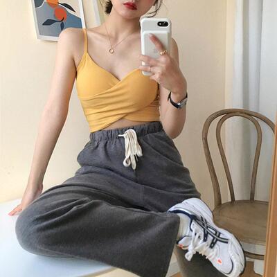 Threaded Cotton Crossover Camisole 螺纹棉交叉吊带运动背心女