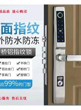 铝合金门钢门玻璃门庭院门移推拉塑ST-GP8门断桥铝平密码锁指纹锁