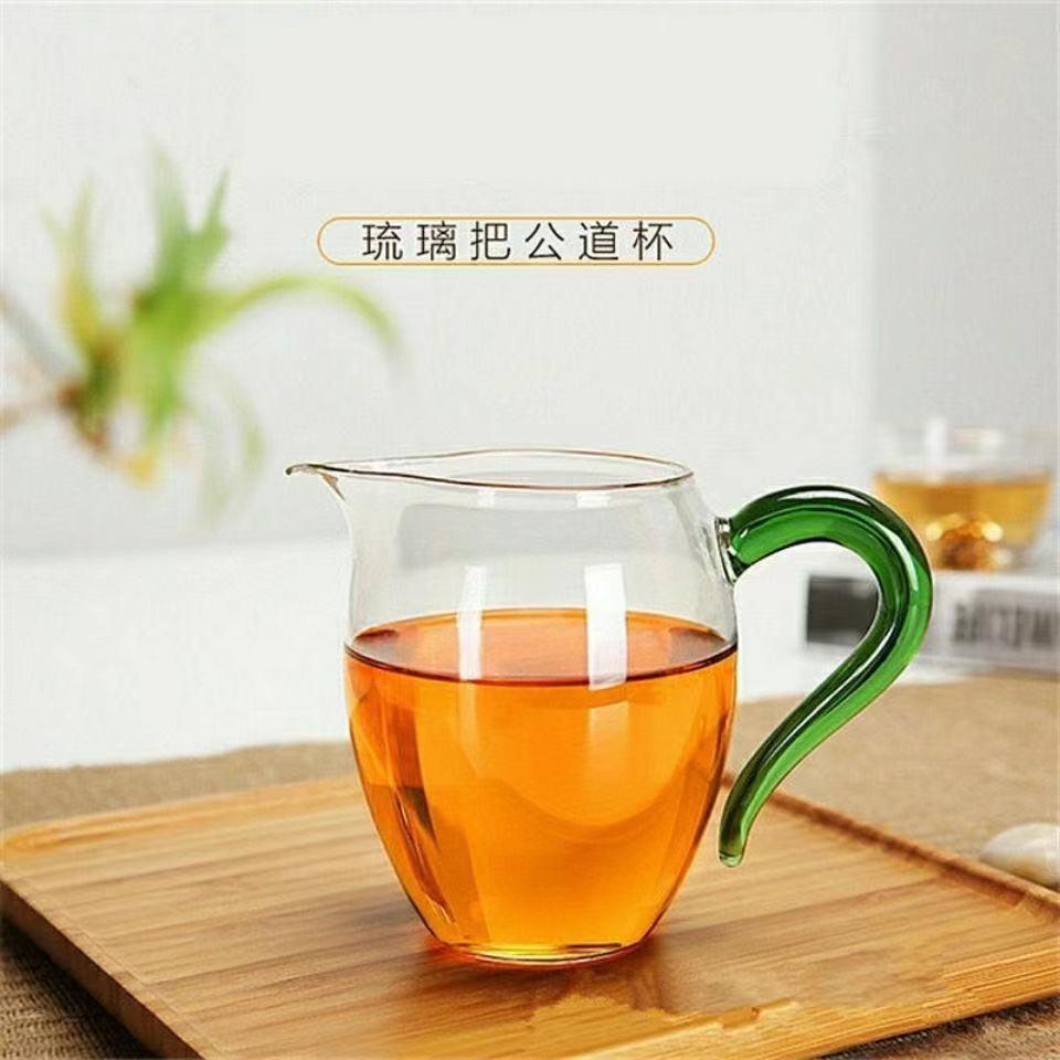 玻璃把公道杯日式公道杯透明玻璃分茶器人工 侧把倒茶匀杯茶海
