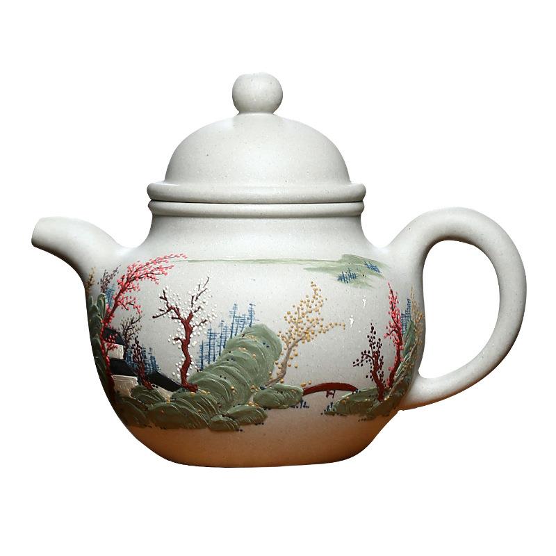宜兴原矿羊脂玉段泥名家纯全手工紫砂壶锦绣掇球茶壶大容量460cc