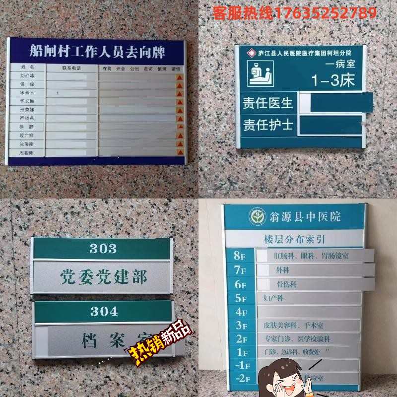 可更换人员去向牌铝合金办公室社区门牌告知床头牌楼层索引指示牌