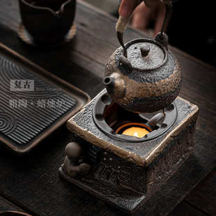 复古粗陶温茶炉家用陶瓷蜡烛加热茶壶底座茶道配件恒温器茶道配件