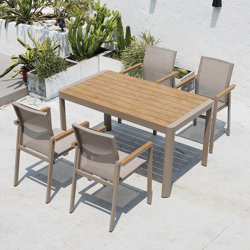 户外桌椅别墅庭院花园露台塑木桌椅组合室外阳台露天防水休闲家具