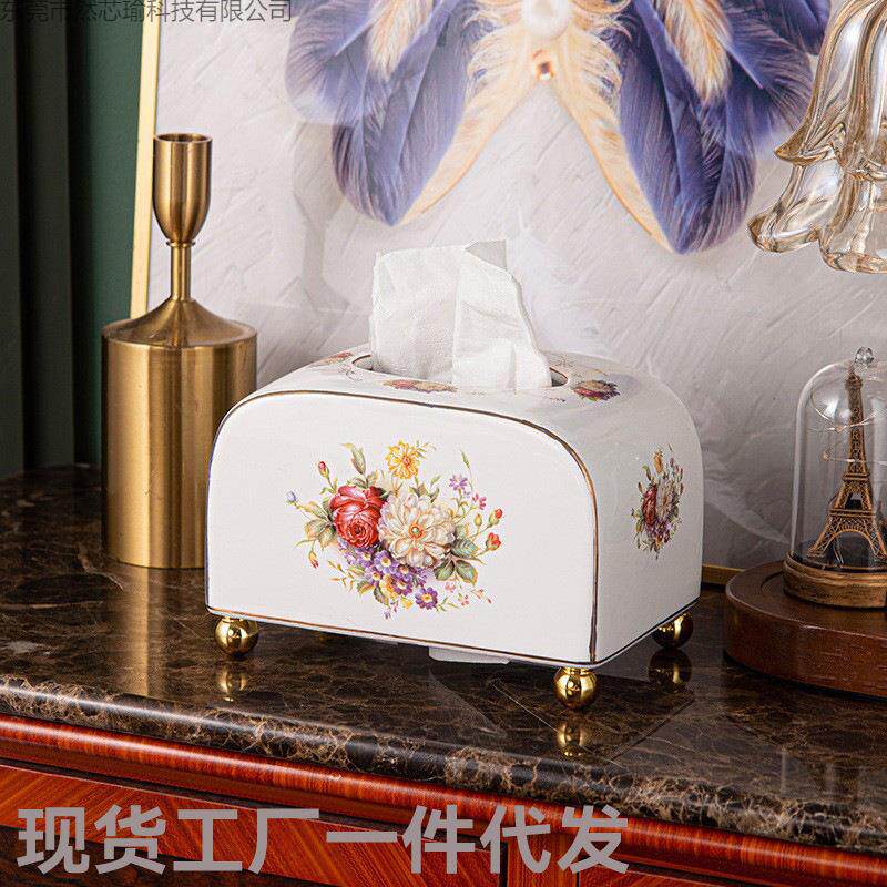 厂家直销现货欧式陶瓷小纸盒用客厅抽纸盒家厅232餐盒茶几创意纸