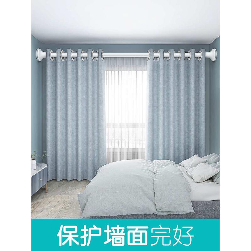 伸缩杆免打孔晾衣杆衣架挂杆吸盘式卫生间浴帘杆子门帘支撑可