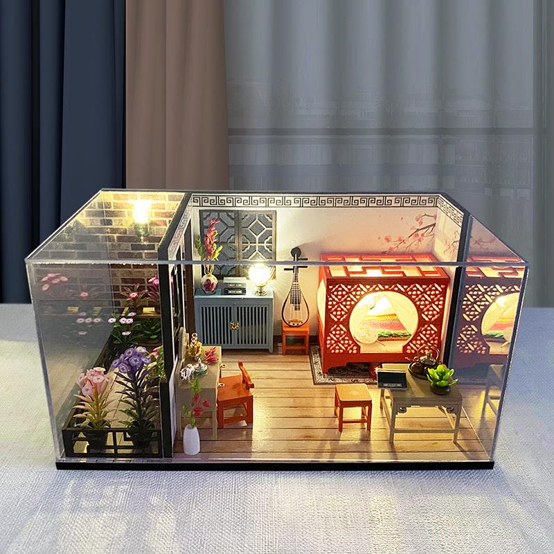 美代diy小屋古风手工制作拼装房子建筑模型木质摆件玩具礼物女