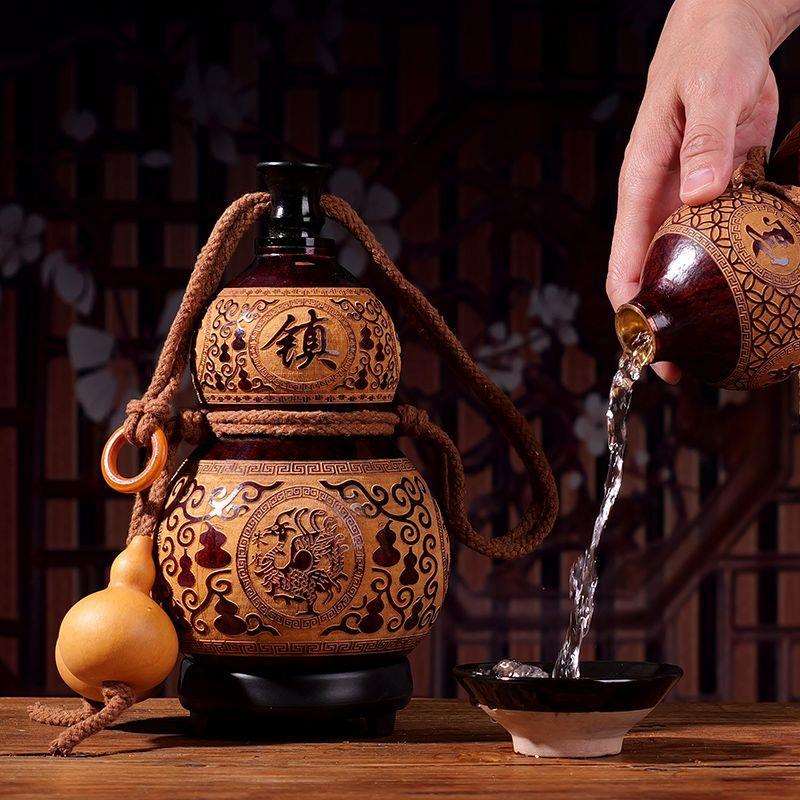 酒壶古代老式装酒纯手工随身天然酒葫芦挂件一斤装大号酒葫芦摆件