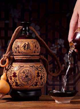 酒壶古代老式装酒纯手工随身天然酒葫芦挂件一斤装大号酒葫芦摆件