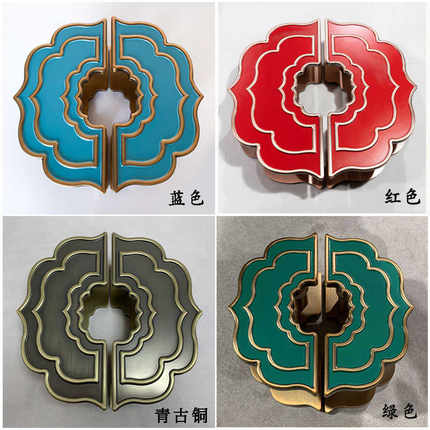中式仿古有框钢化玻璃门拉手木门衣橱柜门半圆对开门大门把手定制