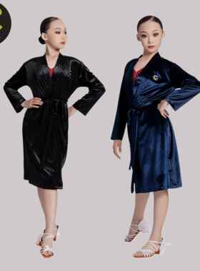 高档C品牌舞袍服童拉丁5赛国女标舞战袍走秀表演摩登服更衣换衣袍