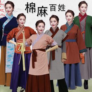 古代农民平民百姓棉麻布女汉服掌柜孙二娘古装店小二村姑演出服装