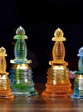 藏村塔佛塔摆件佛前用品室内供具佛具古法琉璃佛塔噶当塔