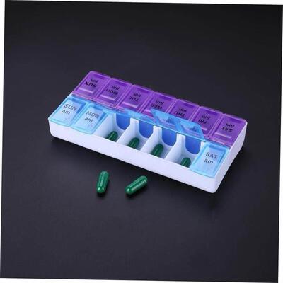14 Grids Weekly Pill Case 7 Days Medicine Box Tablet Dispens