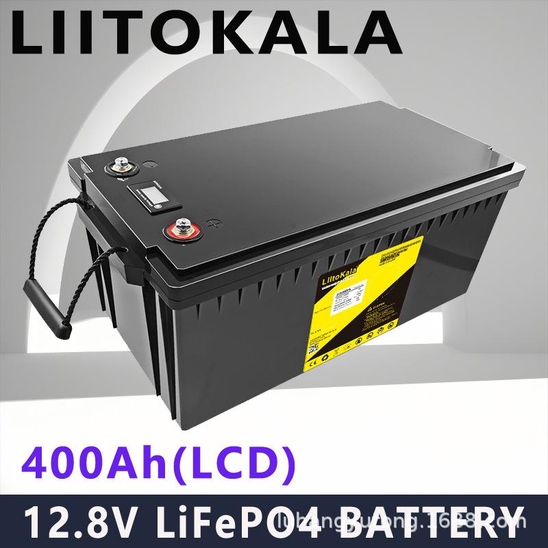跨境LiitoKala 12.8V400Ah电量显示磷酸铁锂电池露营 LiFePO4