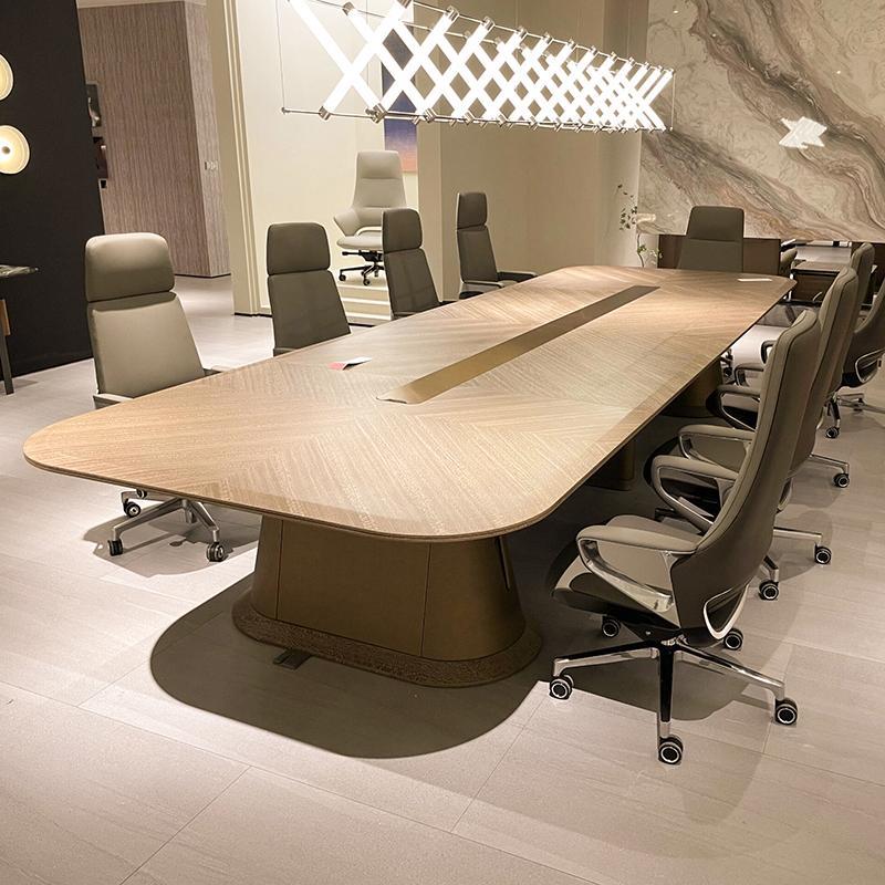需定制新中式实木烤漆会议桌办公室现代简约黑胡桃木接待桌会议室