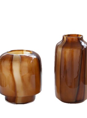 中古玻璃花级感摆件客厅插花餐桌复古水培器皿意式极简花器