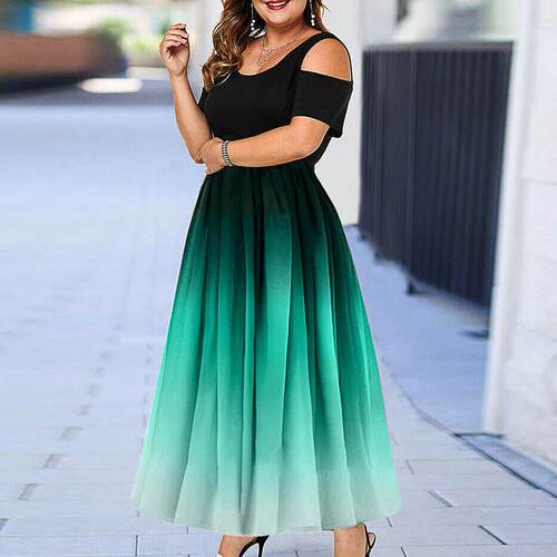 Party Dress Gradient Off Shoulder Large Women's Dress Long
