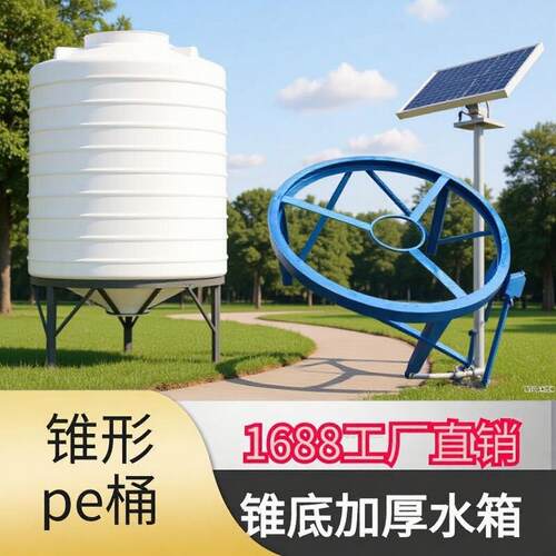 立方20吨10T锥底塑料桶尖底pe水塔一次排空液体锥形储罐滚塑