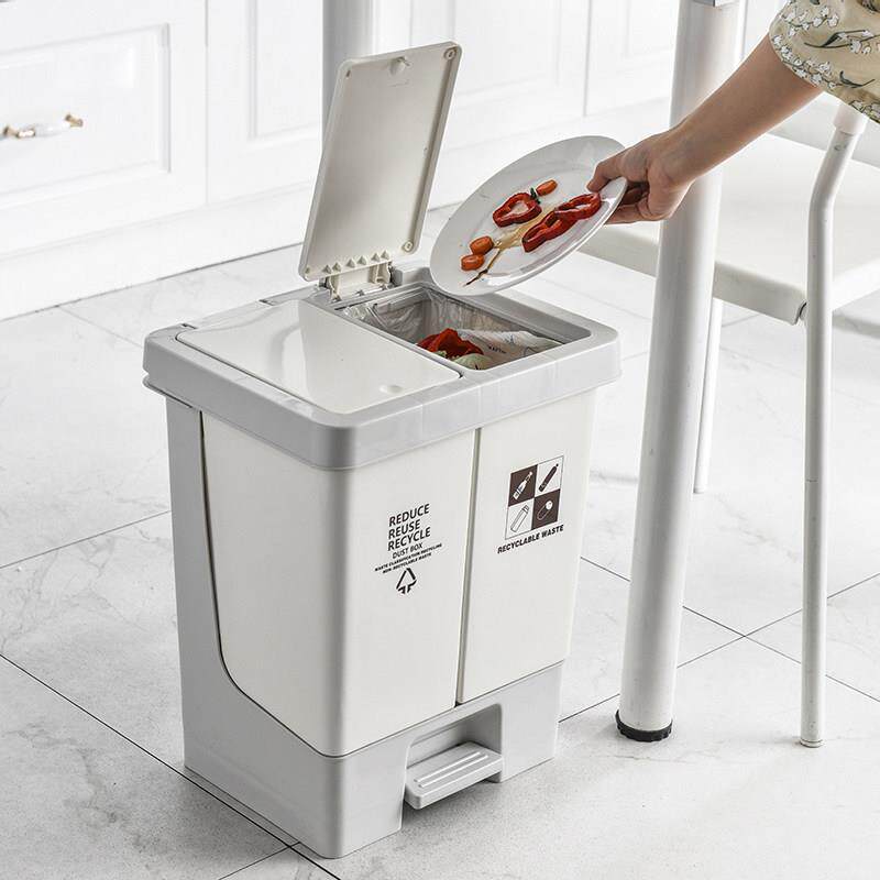 分类垃圾桶双内筒干湿分离厨余桶脚踏按压双开关清洁桶厨房收纳桶