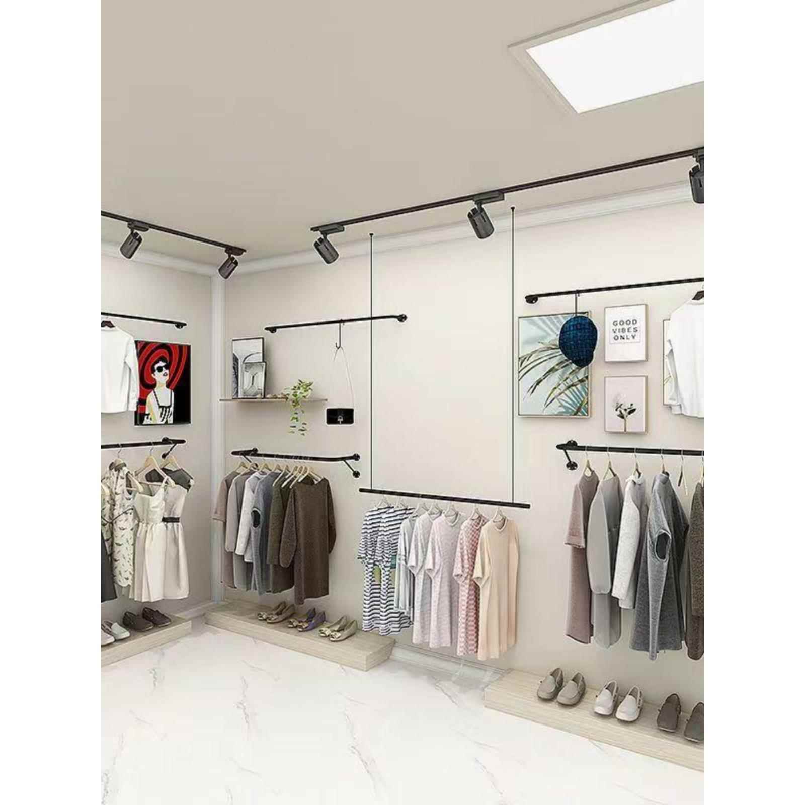 服装店展示架上墙男女装童装店壁挂式衣服架陈列架正侧挂货架简约