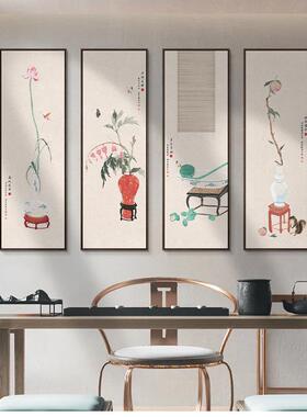 源头工厂新中式客厅装饰画酒店大厅油画中国风山水画水墨四联挂画