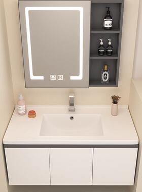 蜂窝铝合金浴室柜组合65厘米75公分85cm95CM一体陶瓷盆洗脸三面靠