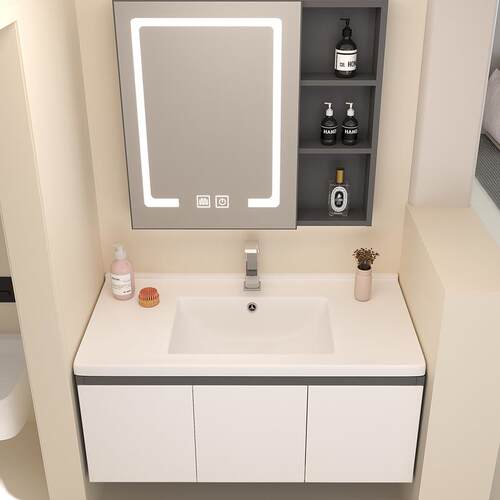 蜂窝铝合金浴室柜组合65厘米75公分85cm95CM一体陶瓷盆洗脸三面靠