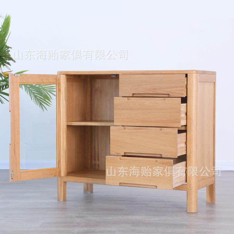 新款直销北欧实木餐边柜现代简约橡木茶水酒柜日式餐厅碗筷柜