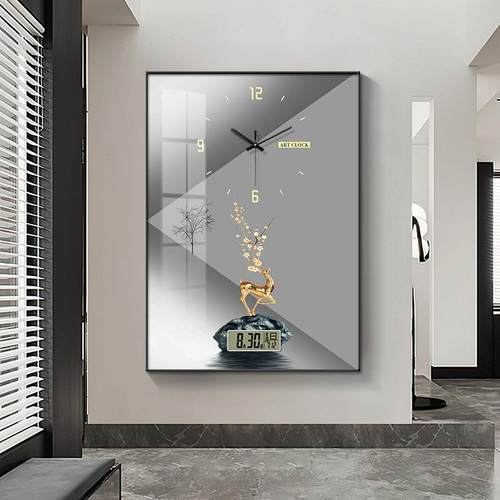 轻奢竖款电表箱装饰画电打孔带钟表万历配箱盒年电闸箱遮挡F97MT9