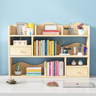 书架桌面简易实木置物架小型收纳柜子分层架卧室格子柜落地置