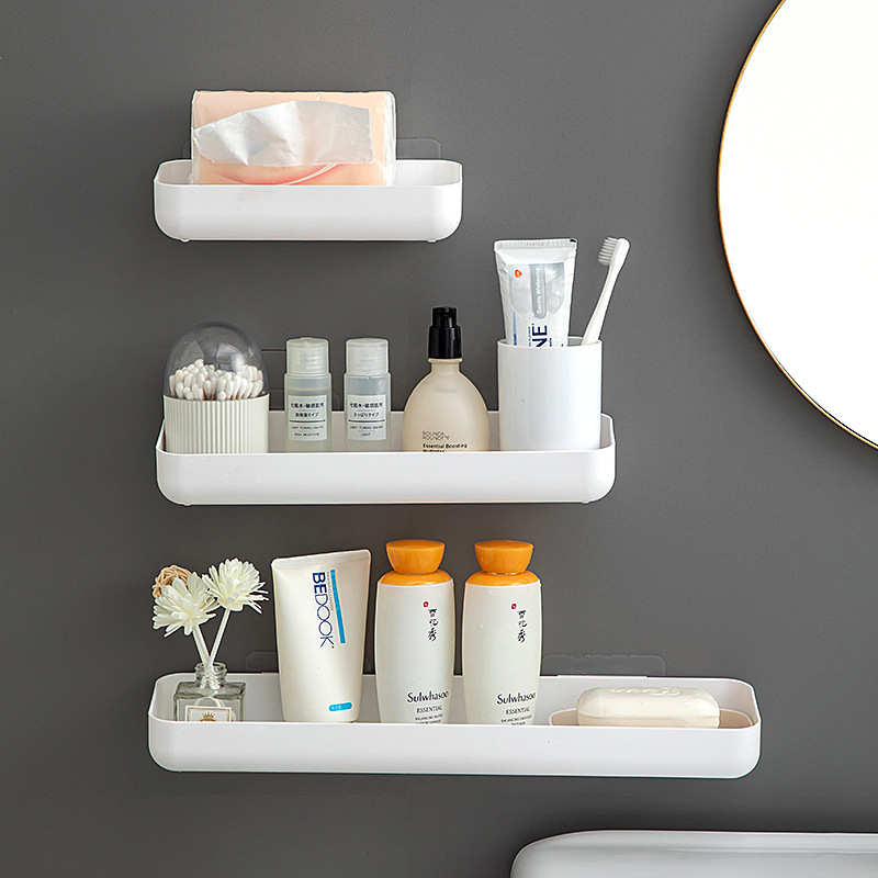 浴室置物架厕所洗手间洗漱台墙上架子收纳挂架免打孔壁挂式卫生间