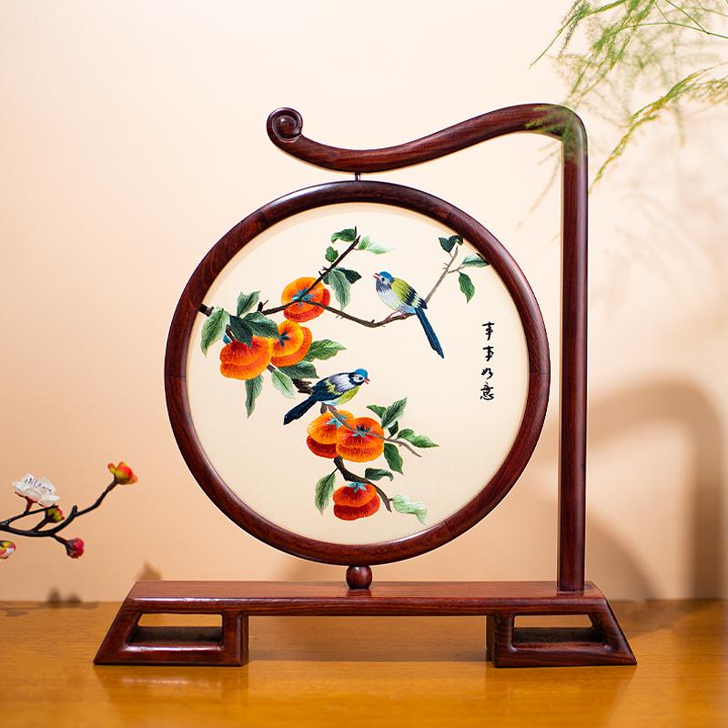 苏州手工双面刺绣摆件苏绣事事如意屏风家居装饰摆台乔迁新居礼品