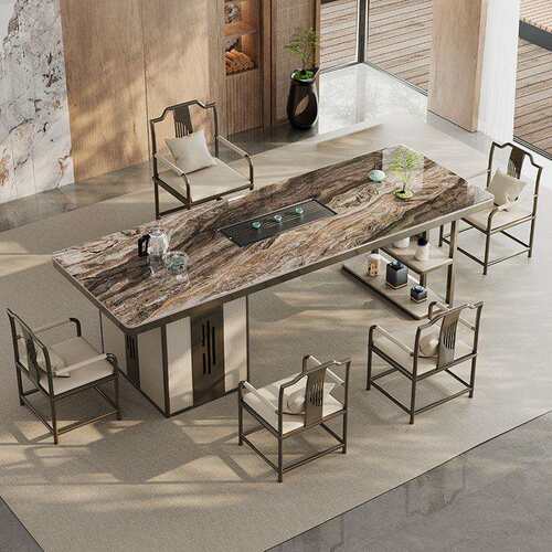 格雅大师新款岩板茶桌椅组合新中式烧水壶一体嵌入式全自动茶具一