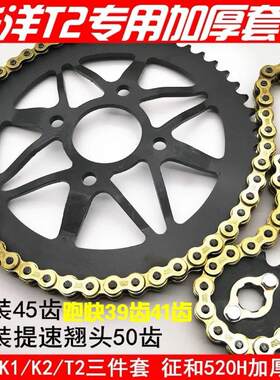 华洋T2K1K2越野摩托车520凹型后链盘大小飞改装牙盘链条齿轮套链