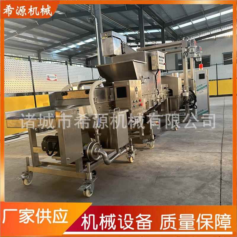小型鸡块加工生产线 鸡块成型上浆上糠油炸流水线 200小型的