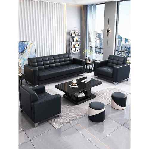 办公沙发商务接待现代简约会客单人三人位办公室沙发茶几组合套装