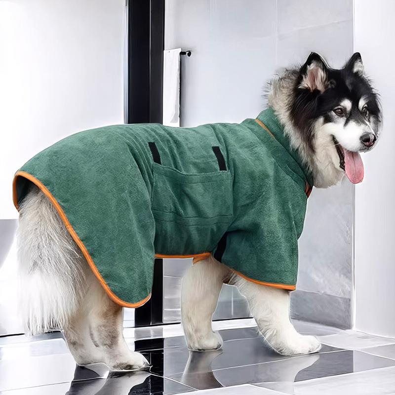 亚马逊宠物浴袍大型犬全身包裹澡后吸水快干透气四季清洁狗狗浴袍