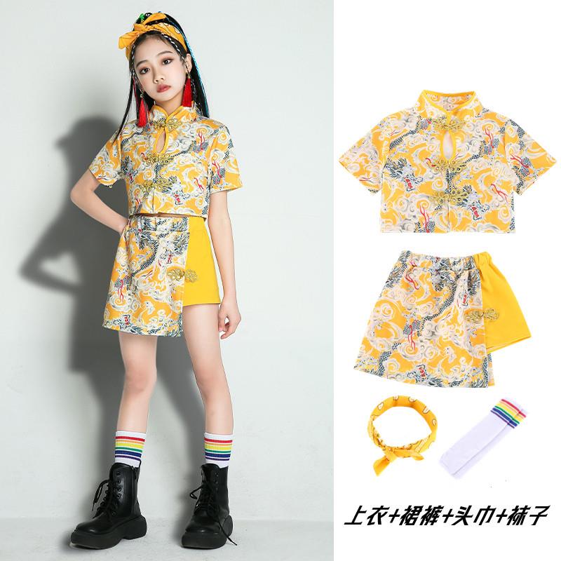 高档中小学生会幼儿运园儿童表演服装汉服男动女街舞民族风表格演