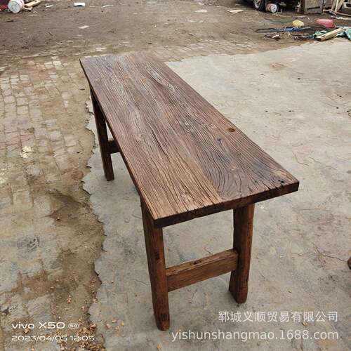 老榆木木板桌做旧桌面老房梁料厚板餐桌飘窗板书桌面板榆木木板