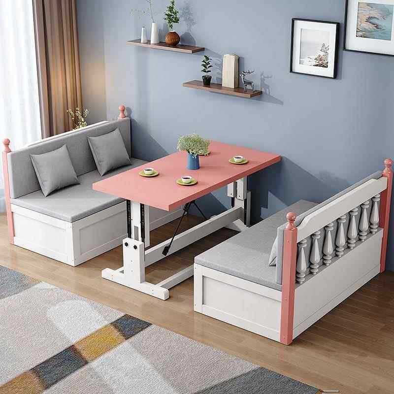 实木沙发床两用可折叠书桌简约客厅小户型双人卡座多功能储物床