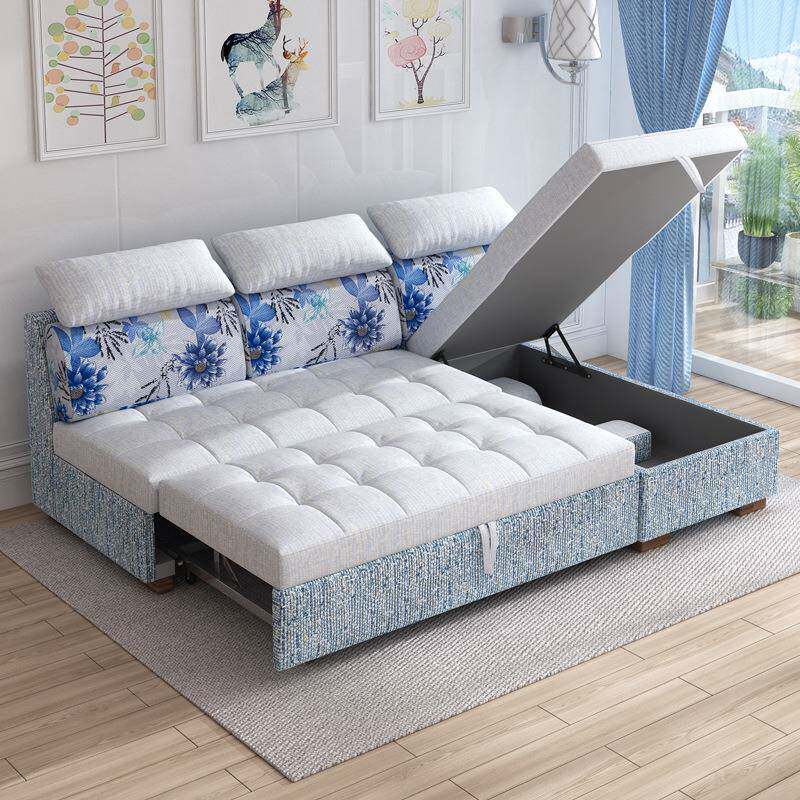 现代简约折叠沙发床两用多功能小户型转角贵妃组合拆洗布艺沙发床
