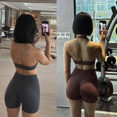 Shorts Set 2 Pieces Seamless Yoga Set Workout Tracksuit