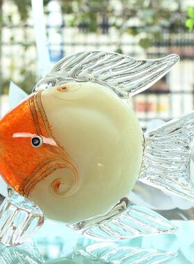 琉璃玻璃亲嘴鱼客厅摆件家居饰品餐桌现软装玄关酒柜电视柜摆设