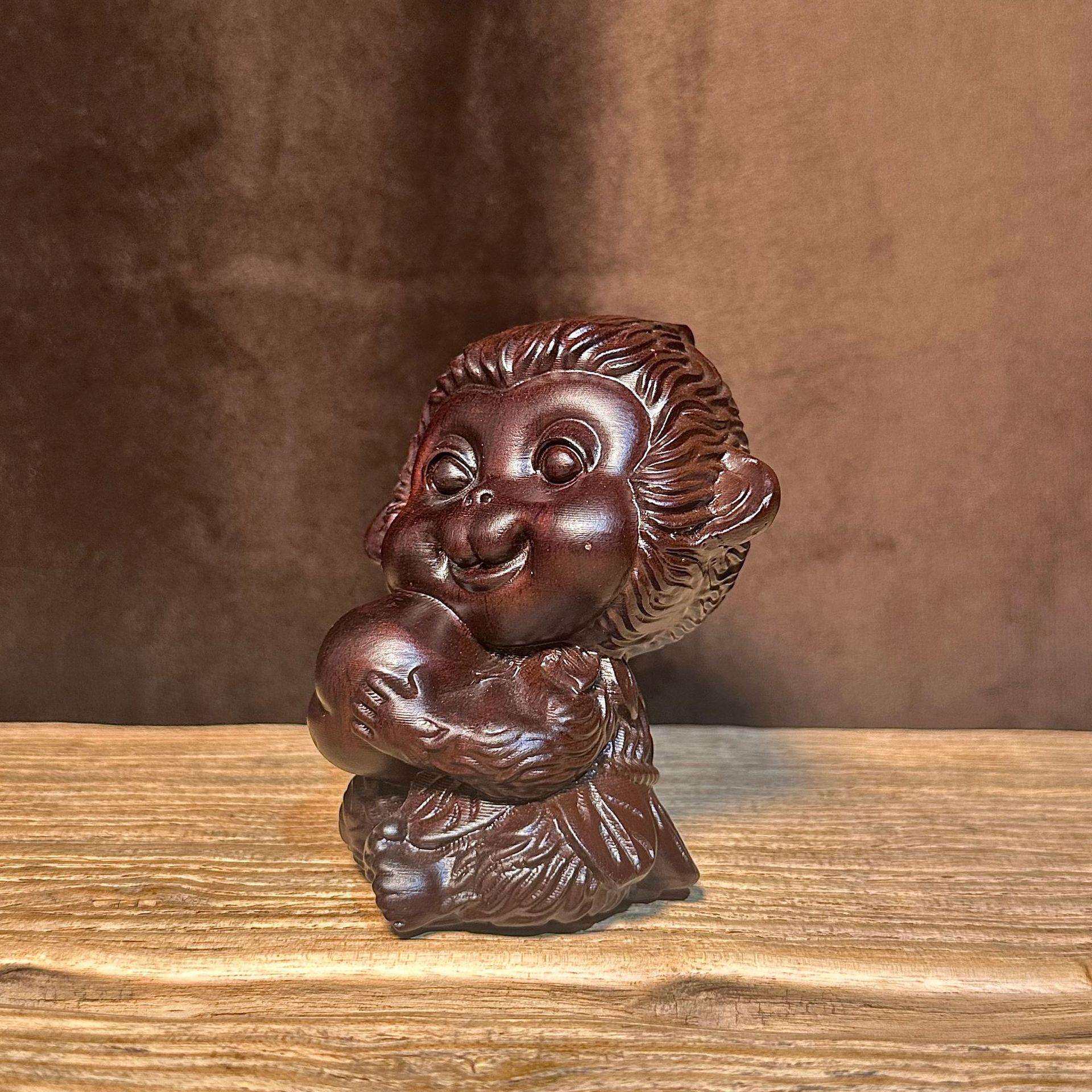 黑檀木雕刻猴子可爱十二生肖灵猴献瑞实木质桌面摆设景区摆摊