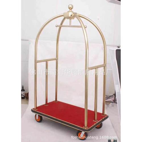 酒店批发金顶不锈钢车 厂家行李车酒店 行李服务推车手推车