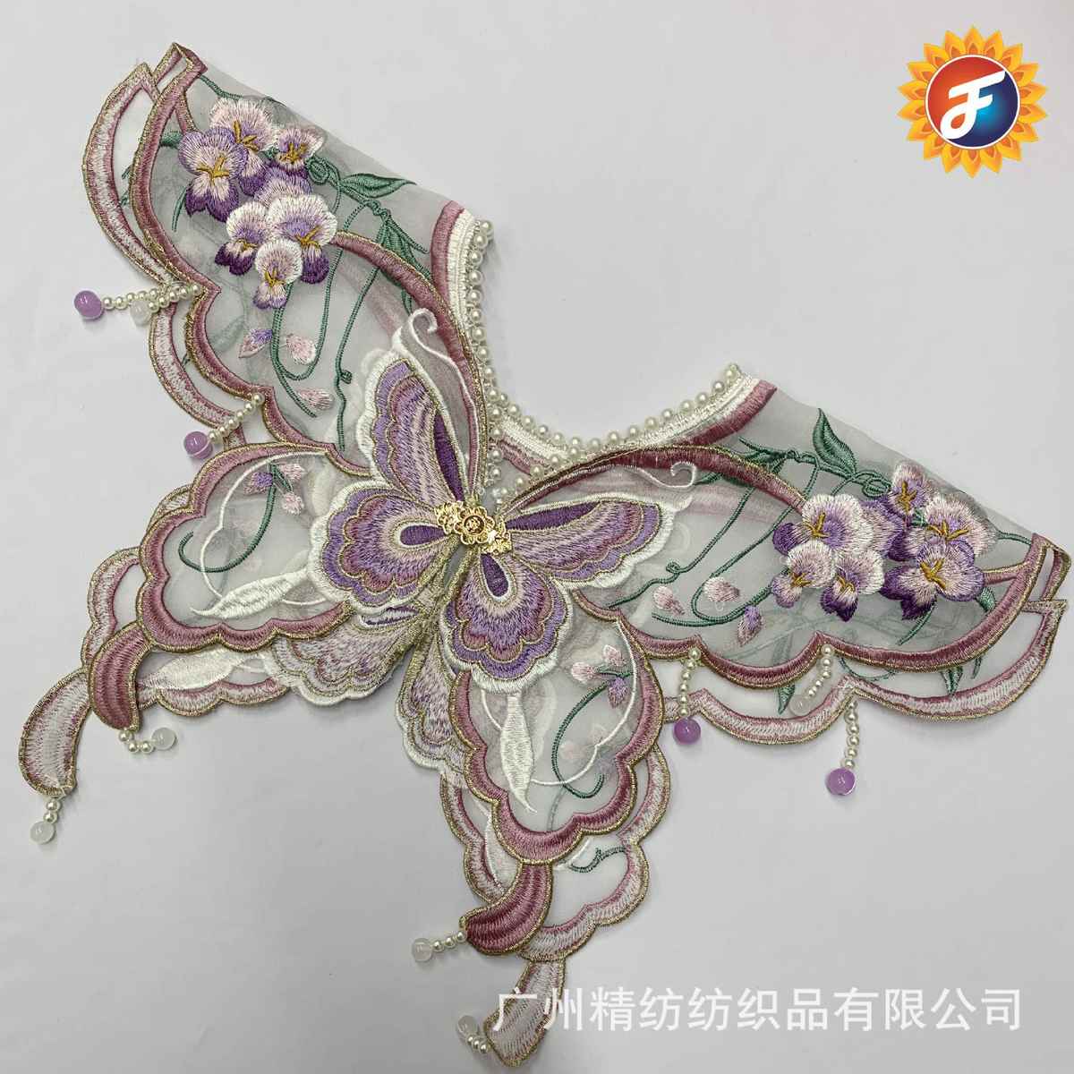 儿童装云肩水溶蕾丝领花牛奶丝刺绣衣领立体镂空胸花假领子DIY花