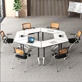 隆简约爵合形移动组折叠培训4561桌梯办公桌会议长条拼接课桌椅六